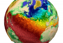 Surface ocean temperature, courtesy of Los Alamos National Laboratory